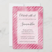 クールピンク グラム ストライプ 誕生日 招待状 (正面)