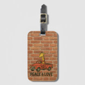 クールピーストラックに乗るキリン ラゲッジタグ (正面縦)