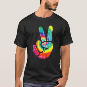 クールピースハンドサインタイダイ 少年向けの優しさ Tシャツ