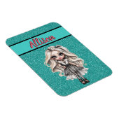 クールファッションガールターコイズグリッターパーソナライズされた マグネット (右側)