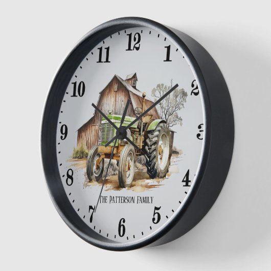 クールファームトラクターの名前の追加 壁時計 (傾斜)