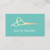 クールフェイクシンプル金ゴールドはさみ美容師 名刺 (正面)