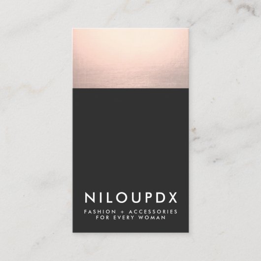 クールフェイクバラ金箔と黒モダン 名刺 (正面)