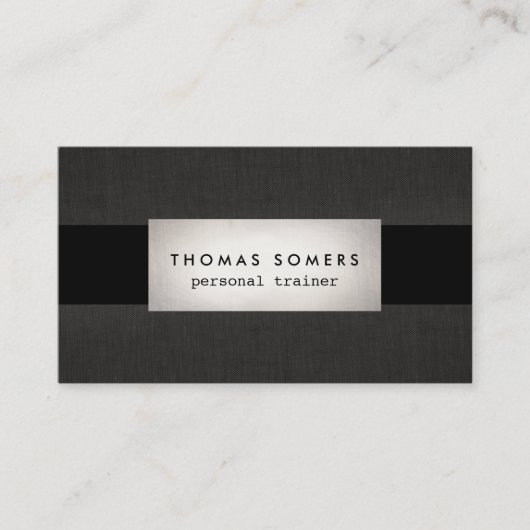 クールフェイクモダン銀パーソナルトレーナー 名刺 (正面)