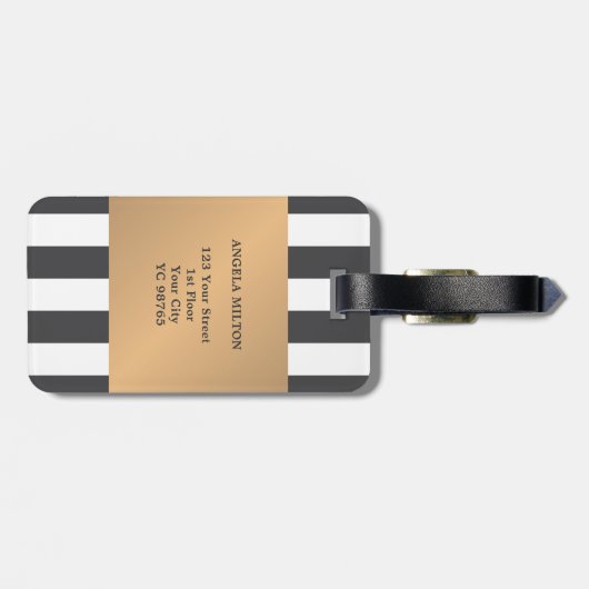 クールフェイク金ゴールドグレーストライプ白 ラゲッジタグ (裏面横)