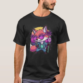 クールフォックスのDJがネオンバンブーミクでラップ - レトロV Tシャツ
