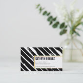 クールブラシストロークはっきりしたキュイ色彩の鮮やかブな黒金ゴールド 名刺 (スタンド正面)