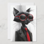 クールブラックキャットの誕生日パーティー 招待状 (正面)