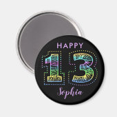 クールブラック13thバースデーパーティーおみやげプレゼント マグネット (正面/裏面)