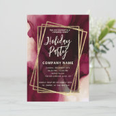 クールブルゴーニュ抽象芸術水彩幾何学模様 招待状 (スタンド正面)