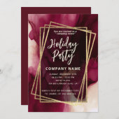 クールブルゴーニュ抽象芸術水彩幾何学模様 招待状 (正面/裏面)