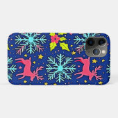 クールブルーのクリスマストウエルパターン デザイン Case-Mate iPhoneケース (裏面(横))