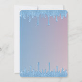 クールブルーグリッター垂れ、ブルードレス スイート16 招待状 (裏面)