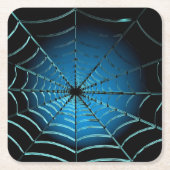 クールブルースパイダーウェブ スクエアペーパーコースター (正面)
