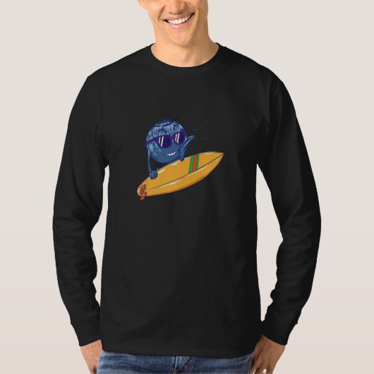 クールブルーベリーとサーフボード Tシャツ (正面)
