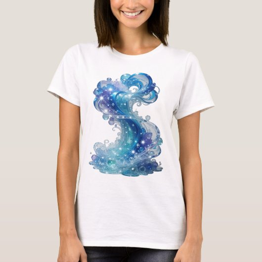 クールブルー ウォーターウェーブ Tシャツ (正面)