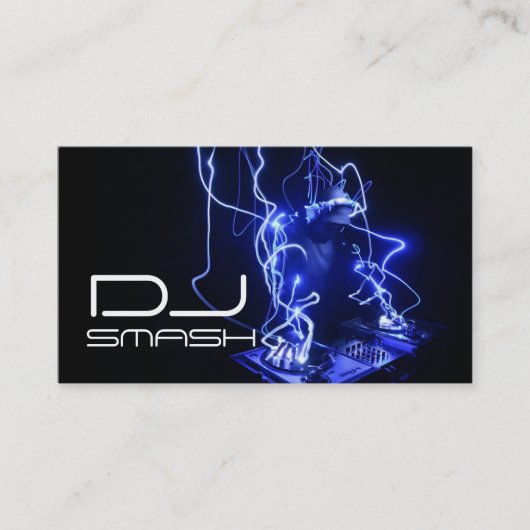 クールブルーDJミュージックビジネスカード 名刺 (正面)