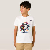 クールブレイクダンスペンギンキッズTシャツ Tシャツ (正面フル)