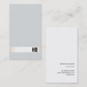 クールプロフェッショナルモダンモノグラム灰色と銀 名刺 (正面/裏面)