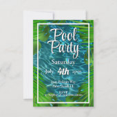 クールプールパーティーのパームリーフ 招待状 (正面)
