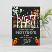 クールペイントボール誕生日10代のパーティー 招待状 (スタンド正面)