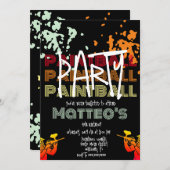 クールペイントボール誕生日10代のパーティー 招待状 (正面/裏面)