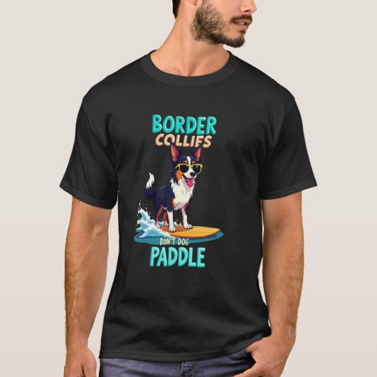 クールボーダーコリーサーフィンワンコ Tシャツ (正面)