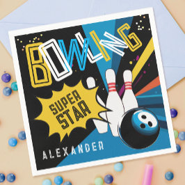 クールボーリングスターカラフルパーティー スタンダードカクテルナプキン