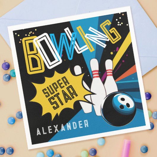 クールボーリングスターカラフルパーティー スタンダードカクテルナプキン