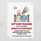 クールボーリングパーティの招待状 招待状 (正面/裏面)