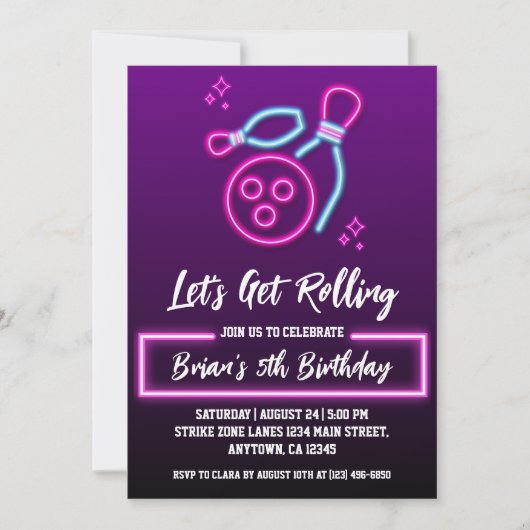 クールボーリングパーティの招待状 招待状 (正面)