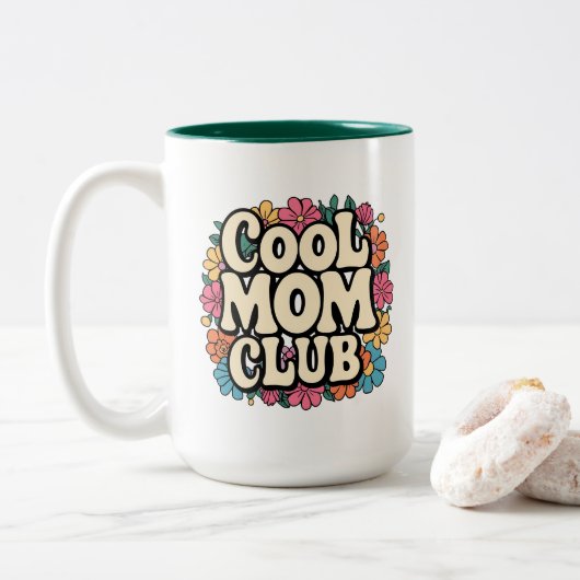 クールママClub Mug -おもしろい母の日の贈り物 ツートーンマグカップ (ドーナツ)