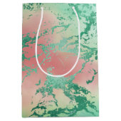 クールマーブル | ラブリー パステルコーラルとグリーンのオンブレ ミディアムペーパーバッグ (正面)