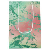 クールマーブル | ラブリー パステルコーラルとグリーンのオンブレ ミディアムペーパーバッグ (裏面)