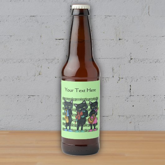 クールミュージカル黒猫楽器楽譜 ビールラベル