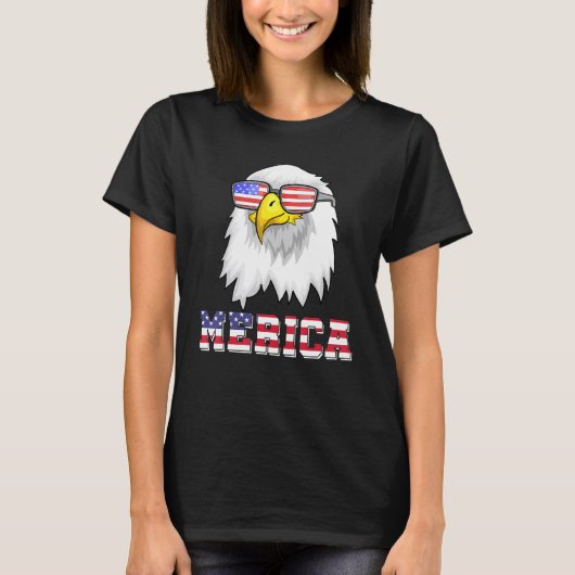 クールメリカUSAフラグサングラス愛国アメリカ Tシャツ (正面)