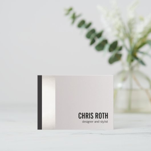 クールモダンはっきりした黒と銀のストライプ 名刺 (スタンド正面)