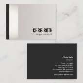 クールモダンはっきりした黒と銀のストライプ 名刺 (正面/裏面)