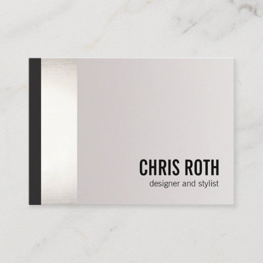 クールモダンはっきりした黒と銀のストライプ 名刺 (正面)