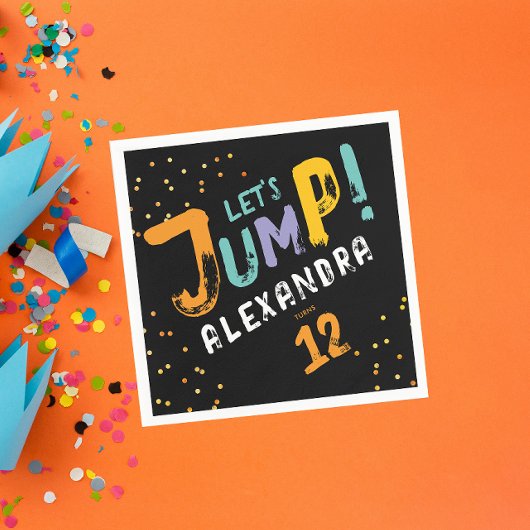 クールモダンカラフル黒ジャンプアートブラシの種類 スタンダードカクテルナプキン