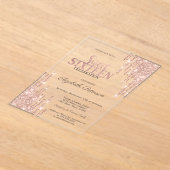 クールモダングリッタードリップバラ金ゴールドスウィート16 アクリル招待状 (レイダウン)