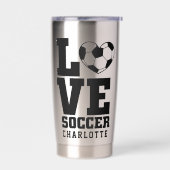 クールモダンサッカーのパーソナライズされた愛名 保温保冷タンブラー (左面)