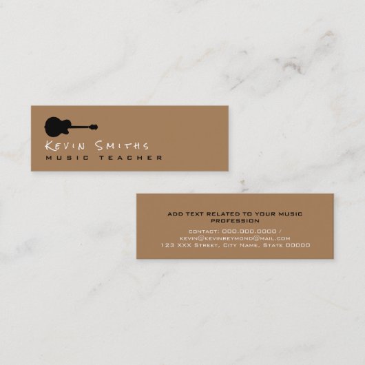クールモダンシンプルギター先生 スキニー名刺 (正面/裏面)