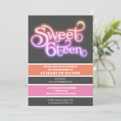 クールモダンストライプタイポグラフィsweet sixteen 招待状 (スタンド正面)