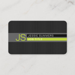 クールモダンストライプ |グレー、ライムグリーン、ブラック 名刺
