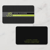 クールモダンストライプ |グレー、ライムグリーン、ブラック 名刺 (正面/裏面)