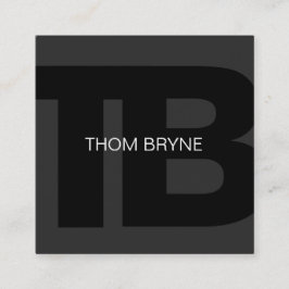 クールモダンプロフェッショナルブラック2文字モノグラム スクエア名刺