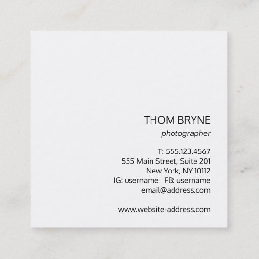 クールモダンプロフェッショナルブラック2文字モノグラム スクエア名刺 (裏面)