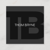 クールモダンプロフェッショナルブラック2文字モノグラム スクエア名刺 (正面)