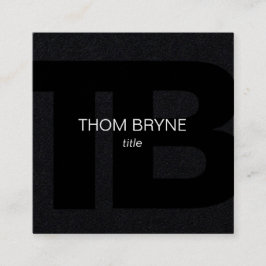 クールモダンプロフェッショナルブラック2文字モノグラム スクエア名刺